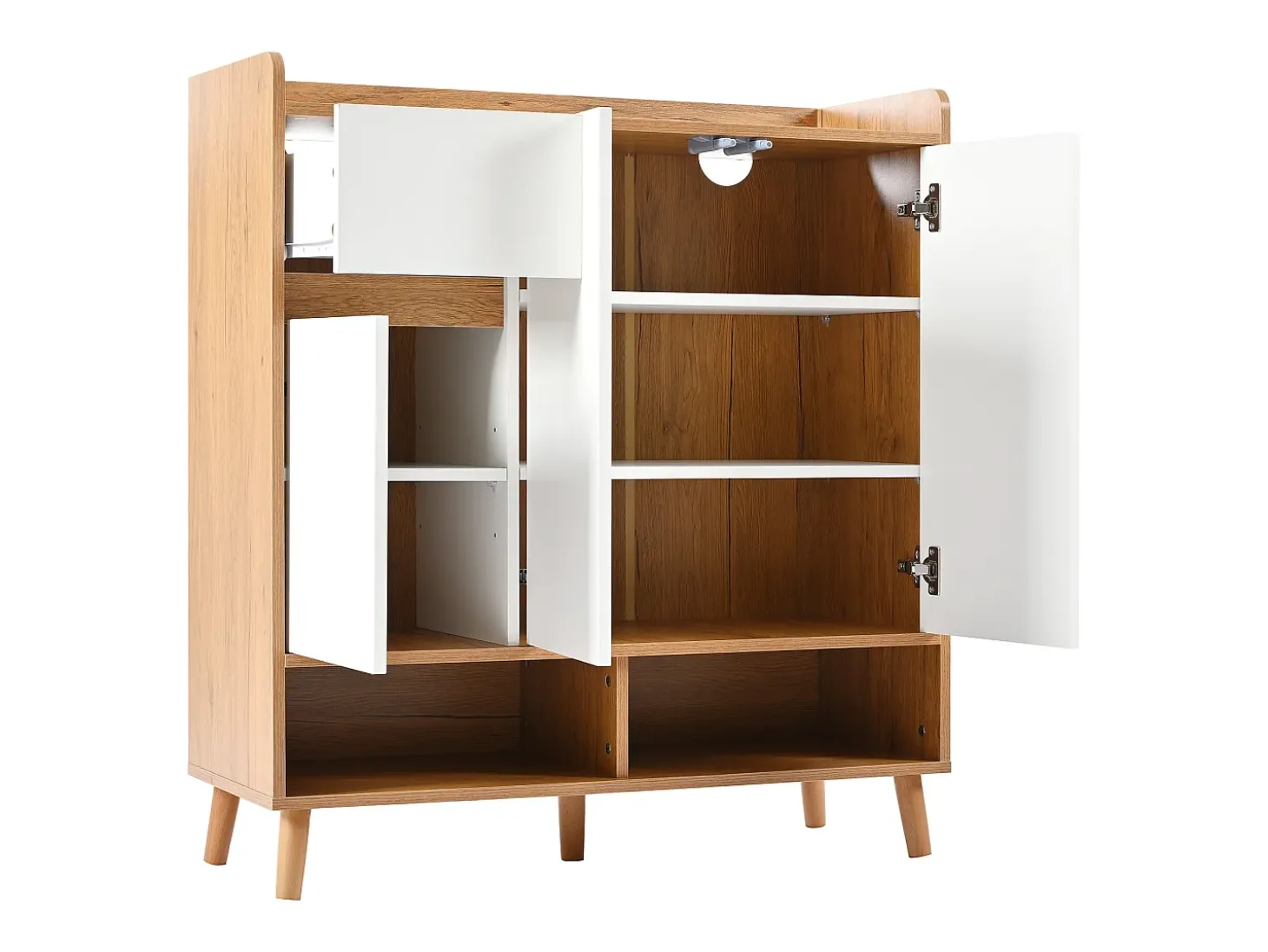 Sapateira - 90 x 35 x 99 cm - com prateleiras reguláveis + 1 gaveta + 3 portas - aglomerado - branco