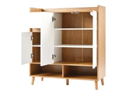Sapateira - 90 x 35 x 99 cm - com prateleiras reguláveis ​​+ 1 gaveta + 3 portas - aglomerado - branco