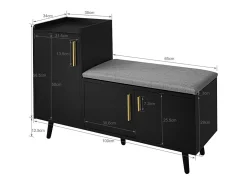 Sapateira - com banco e 3 portas - Preto