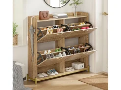 Sapateira 4 portas - 108,5 x 24 x 100 cm - para entrada e corredor - MDF - natural
