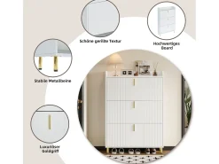Sapateira 3 portas - 80 x 23 x 123,5 cm - prateleira regulável com 6 compartimentos - MDF - branco