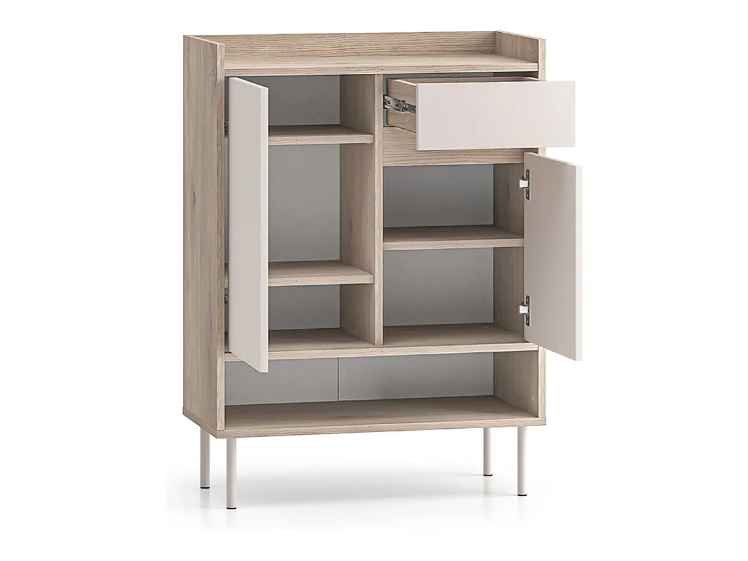 Sapateira 2 portas 1 gaveta Alos caxemira e madeira 95cm