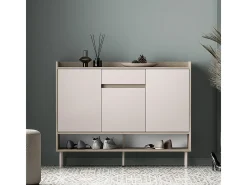 Sapateira 3 portas 1 gaveta Alos caxemira e madeira 95cm