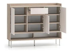 Sapateira 3 portas 1 gaveta Alos caxemira e madeira 95cm