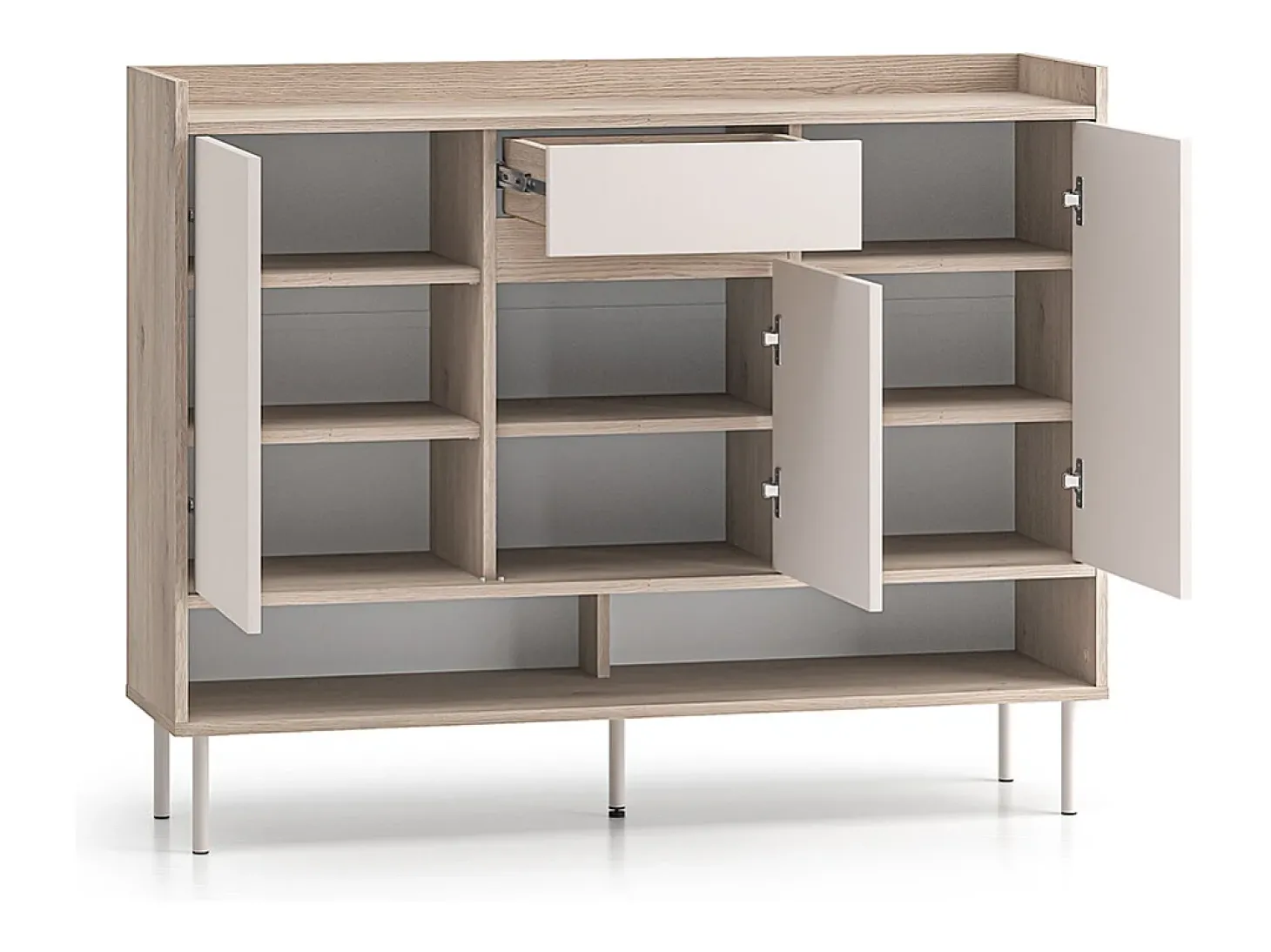 Sapateira 3 portas 1 gaveta Alos caxemira e madeira 95cm