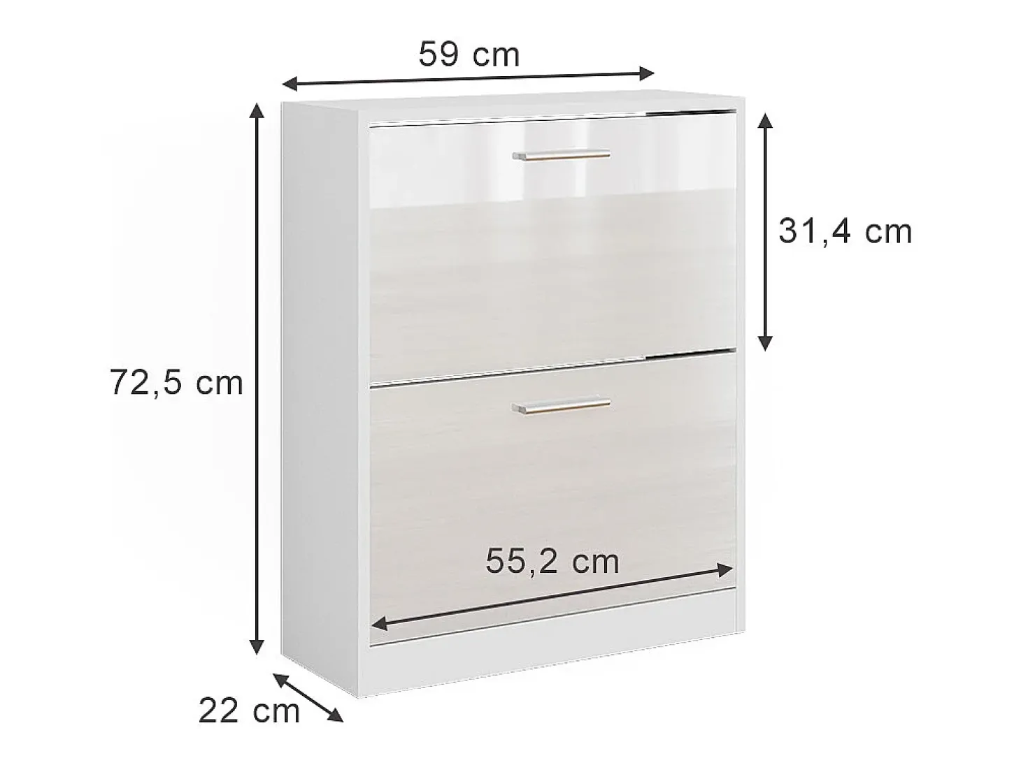 Sapateira branco alto brilho 59x22x72.5 gizmo