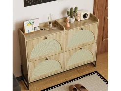 Sapateira com 4 abas - 121 x 25 x 91,5 cm - sapateira regulável - aglomerado - natural