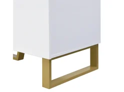 Sapateira com 3 portas, 1 gaveta e almofada - Branca e dourada