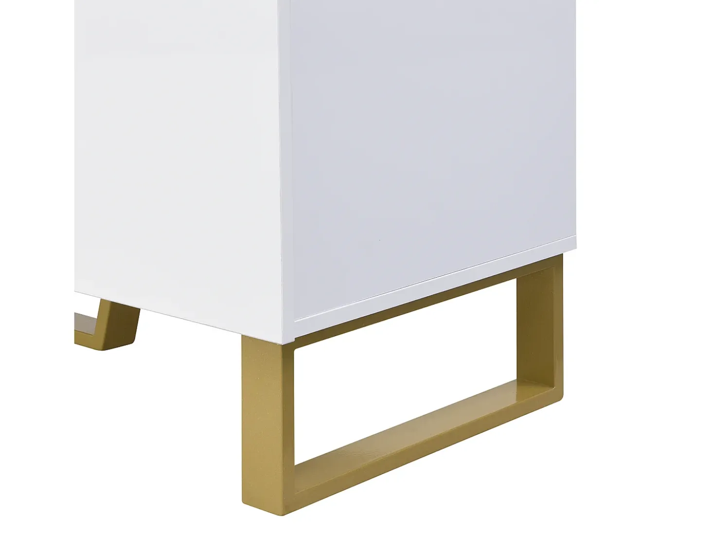 Sapateira com 3 portas, 1 gaveta e almofada - Branca e dourada