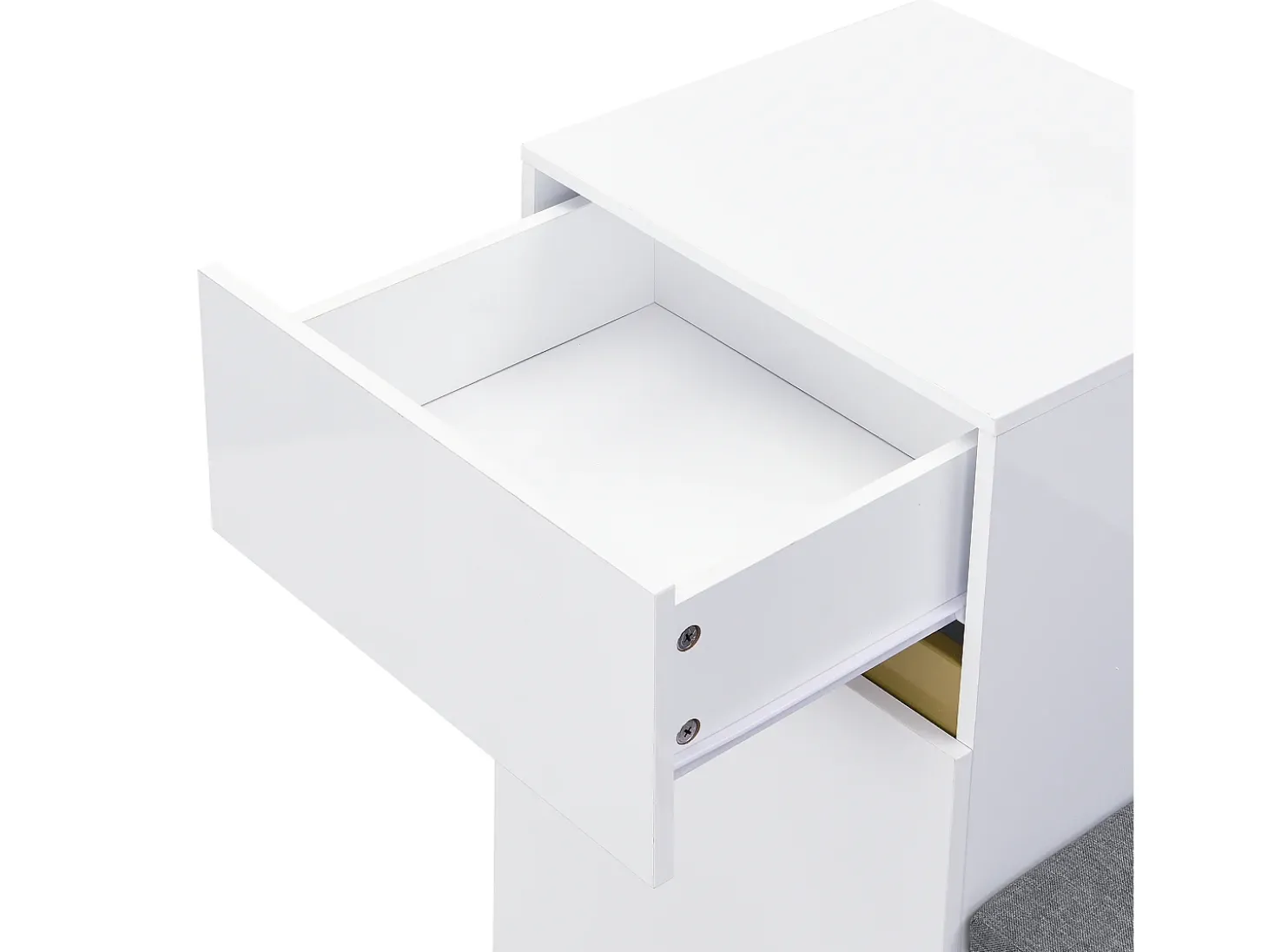 Sapateira com 3 portas, 1 gaveta e almofada - Branca e dourada