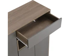 Sapateira com 3 portas, 1 gaveta e banco estofado - Madeira PB - Cinza