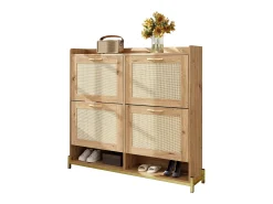 Sapateira com 4 portas de vime - 108,5 x 24 x 100 cm - estrutura de metal - MDF - natural