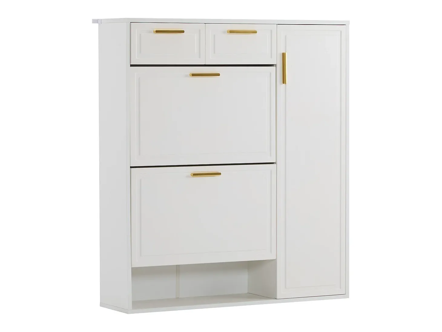 Sapateira com 3 portas e 2 gavetas - 95 x 24 x 107,5 cm - Prateleiras reguláveis - Aglomerado - Branco