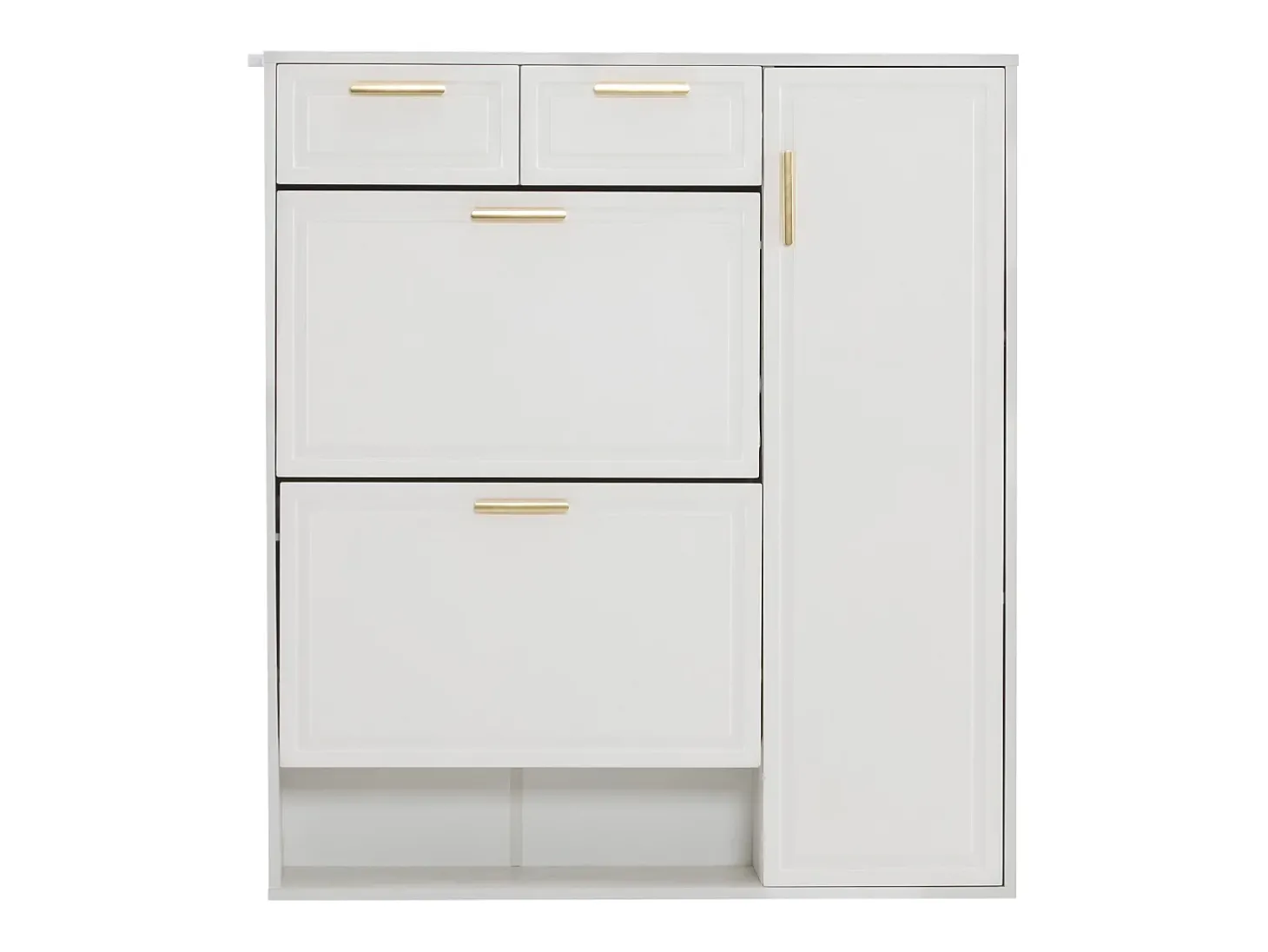 Sapateira com 3 portas e 2 gavetas - 95 x 24 x 107,5 cm - Prateleiras reguláveis - Aglomerado - Branco