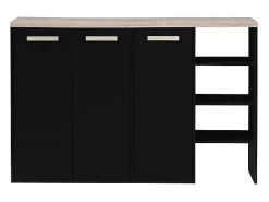Sapateira com 3 portas e 3 nichos preto e natural claro - SKAIDO