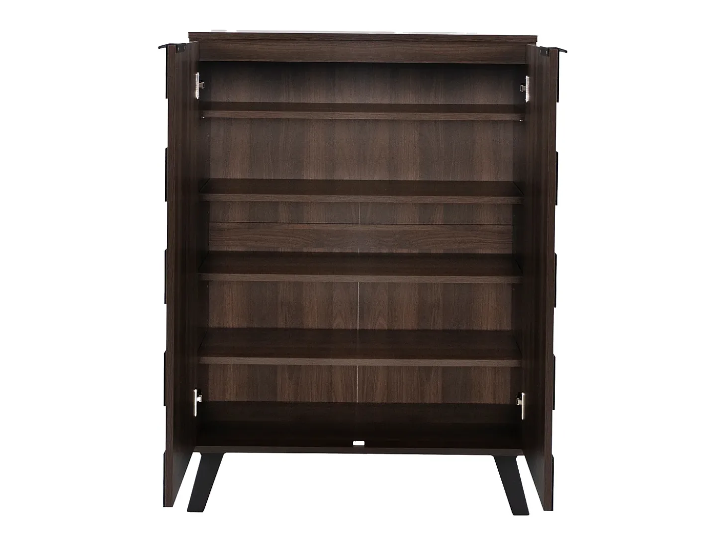 Sapateira com 5 prateleiras em madeira escura, 80 x 35,5 x 110 cm - prateleiras ajustáveis