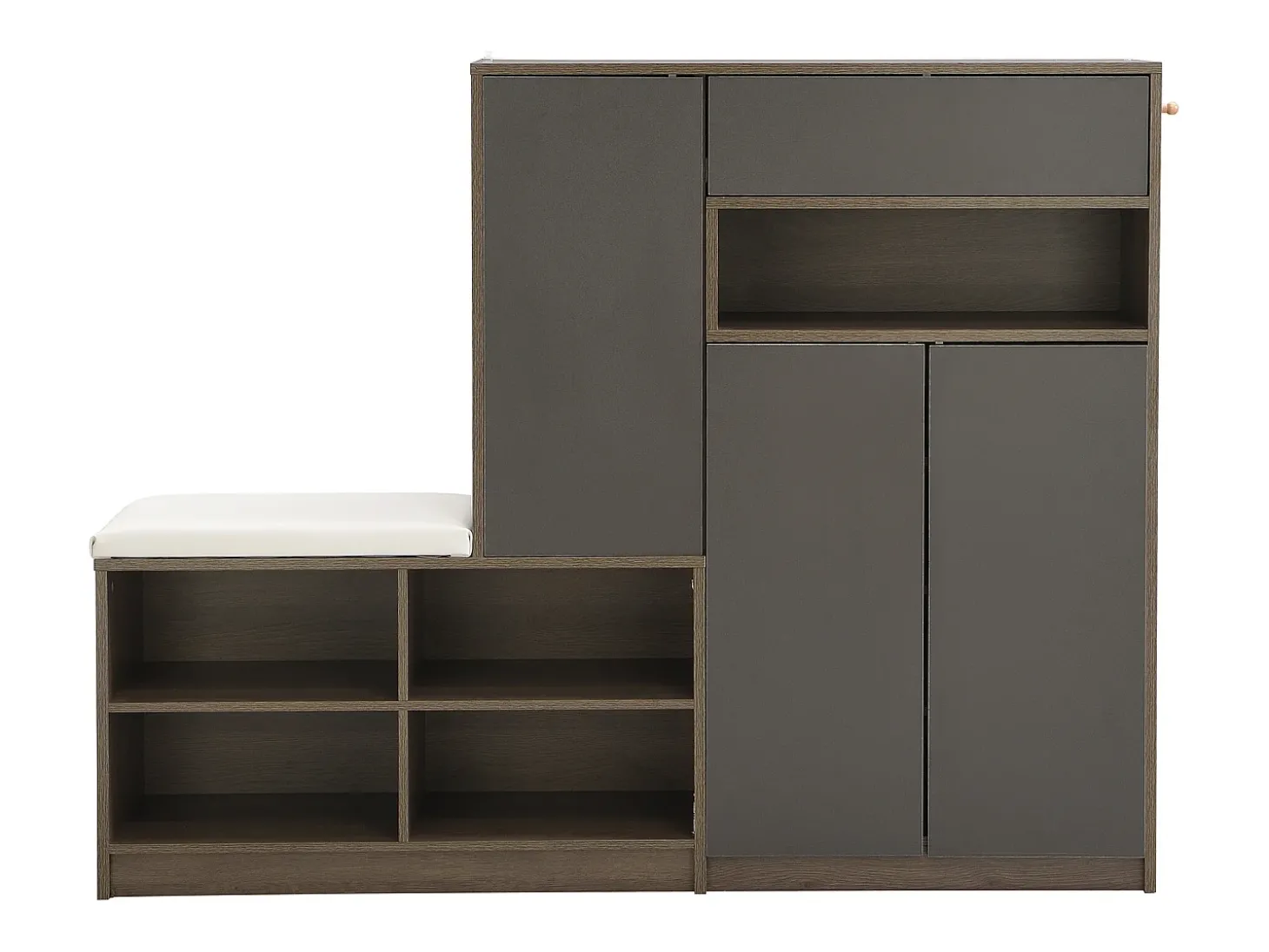 Sapateira com bancada, 3 portas e 1 gaveta - 140 x 35 x 110 cm - Aglomerado - Cinza