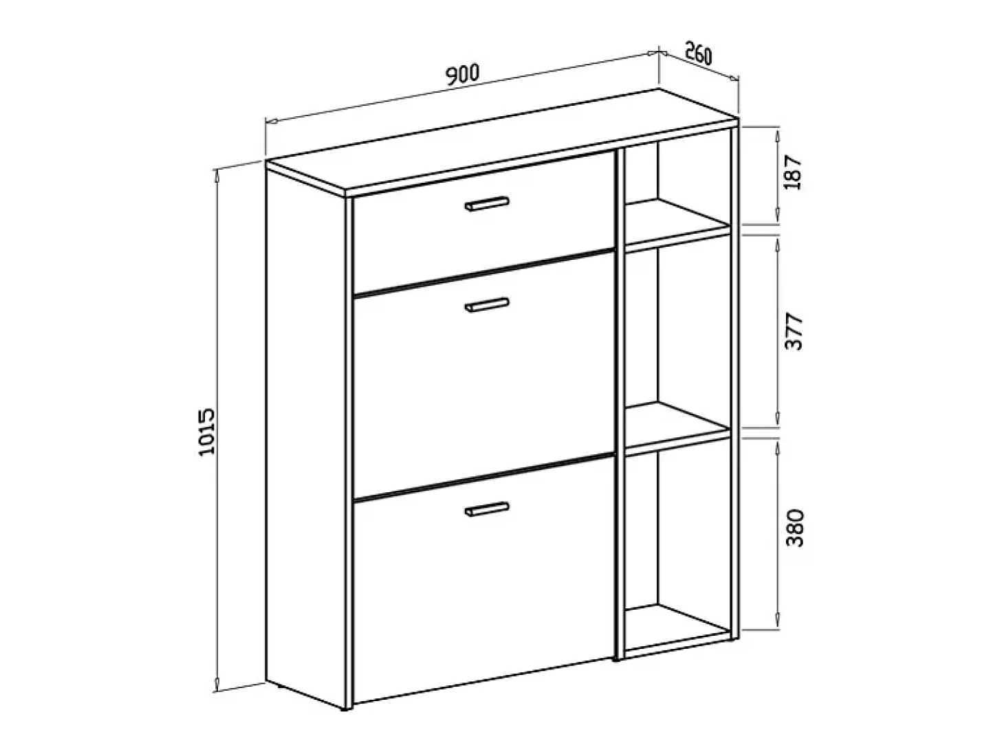Sapateira cor Cinzento antracite e Carvalho, 90x26x102cm