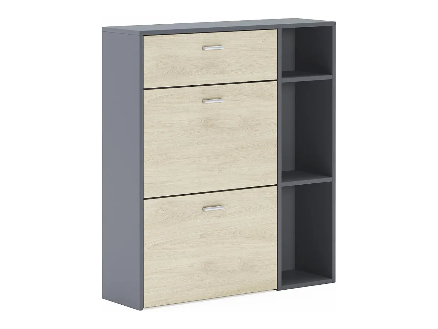 Sapateira cor Cinzento antracite e Carvalho, 90x26x102cm
