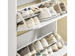 Sapateira dobrável para 12 pares, economizadora de espaço, na cor branca