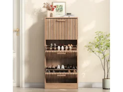 Sapateira em Madeira com Design Moderno 3 Gavetas Basculantes 113x60x24 cm – Estrutura Robusta e Painel Respirável