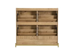 Sapateira em madeira com quatro gavetas suspensas, portas em verga, dimensões: 108,5 x 24 x 100 cm