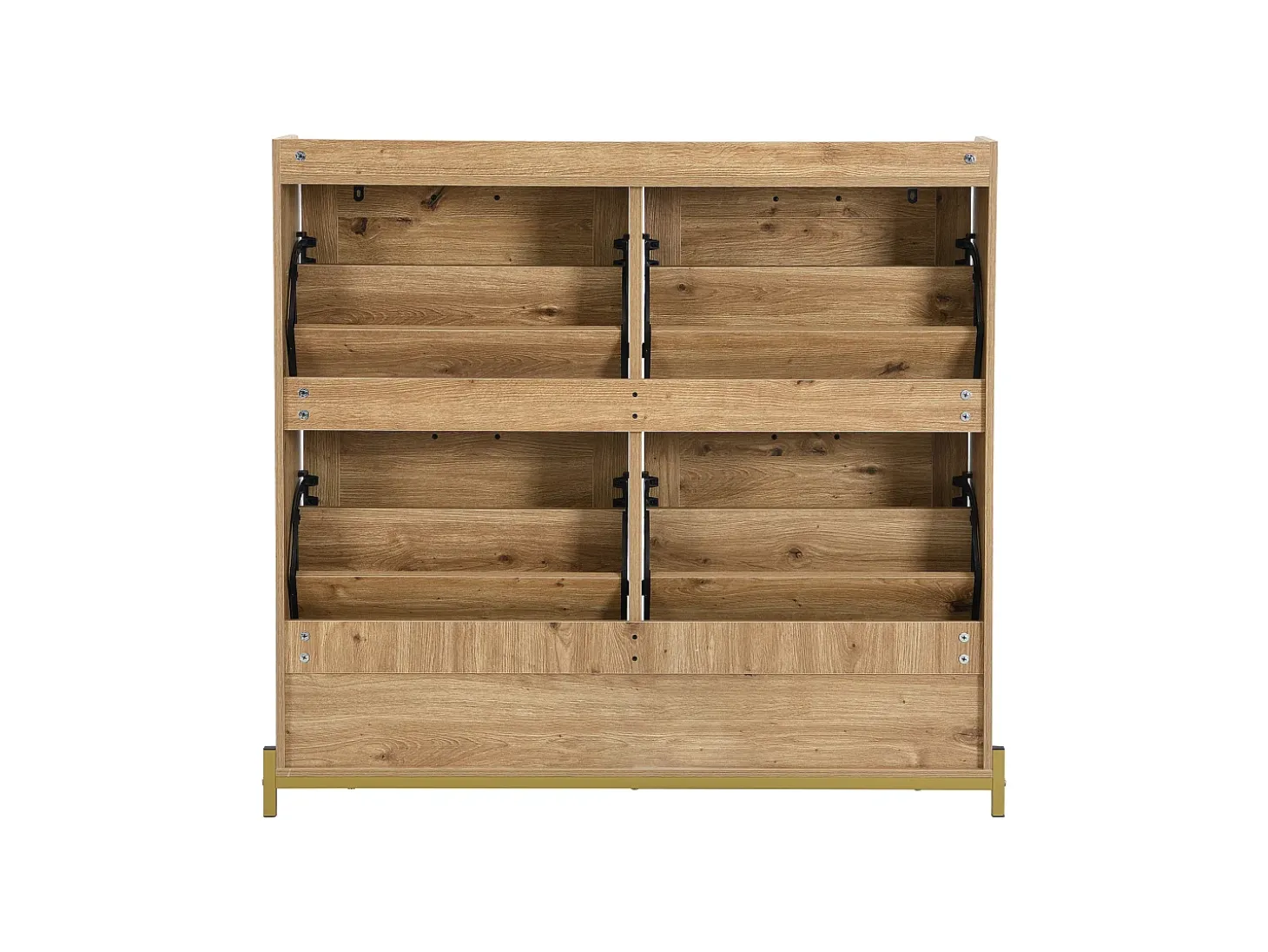 Sapateira em madeira com quatro gavetas suspensas, portas em verga, dimensões: 108,5 x 24 x 100 cm