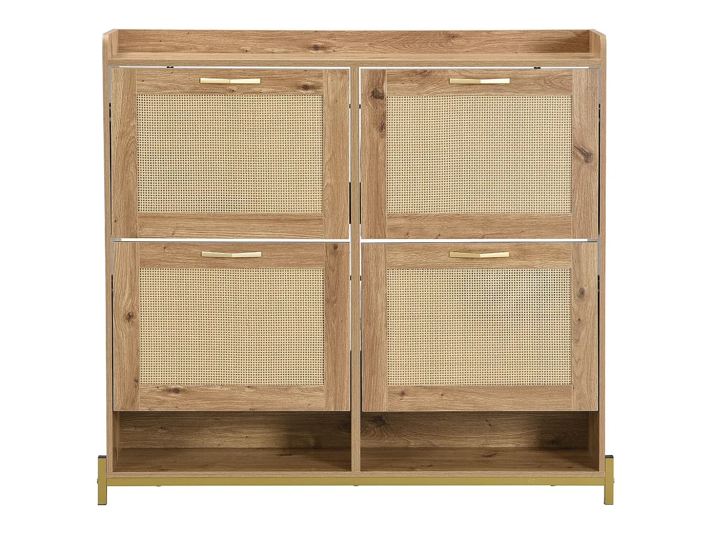 Sapateira em madeira com quatro gavetas suspensas, portas em verga, dimensões: 108,5 x 24 x 100 cm