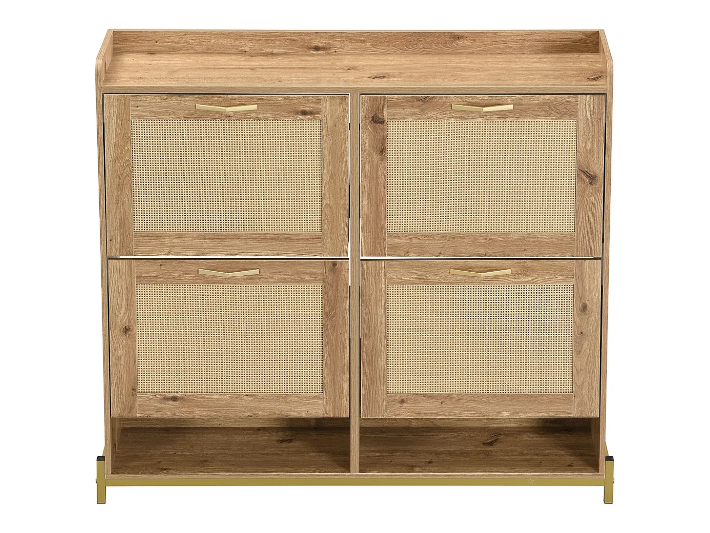 Sapateira em madeira com quatro gavetas suspensas, portas em verga, dimensões: 108,5 x 24 x 100 cm