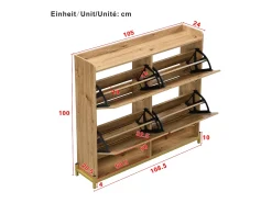 Sapateira em madeira com quatro gavetas suspensas, portas em verga, dimensões: 108,5 x 24 x 100 cm