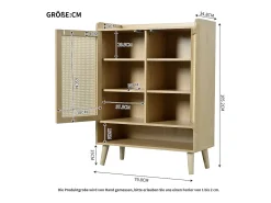 Sapateira em madeira com 2 portas em verga e várias prateleiras 80x35x105cm