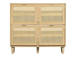 Sapateira em verga com 4 gavetas dobráveis, cor natural claro 100x25x90,3cm