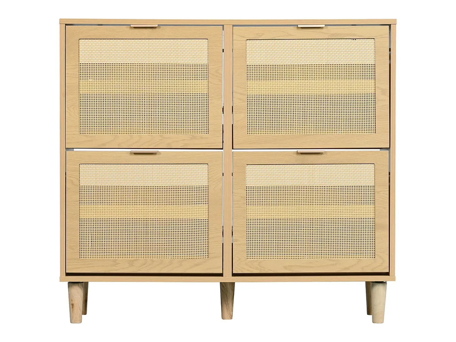 Sapateira em verga com 4 gavetas dobráveis, cor natural claro 100x25x90,3cm