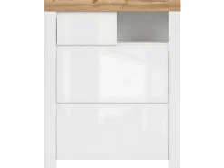 Sapateira Hella branco e madeira 115cm