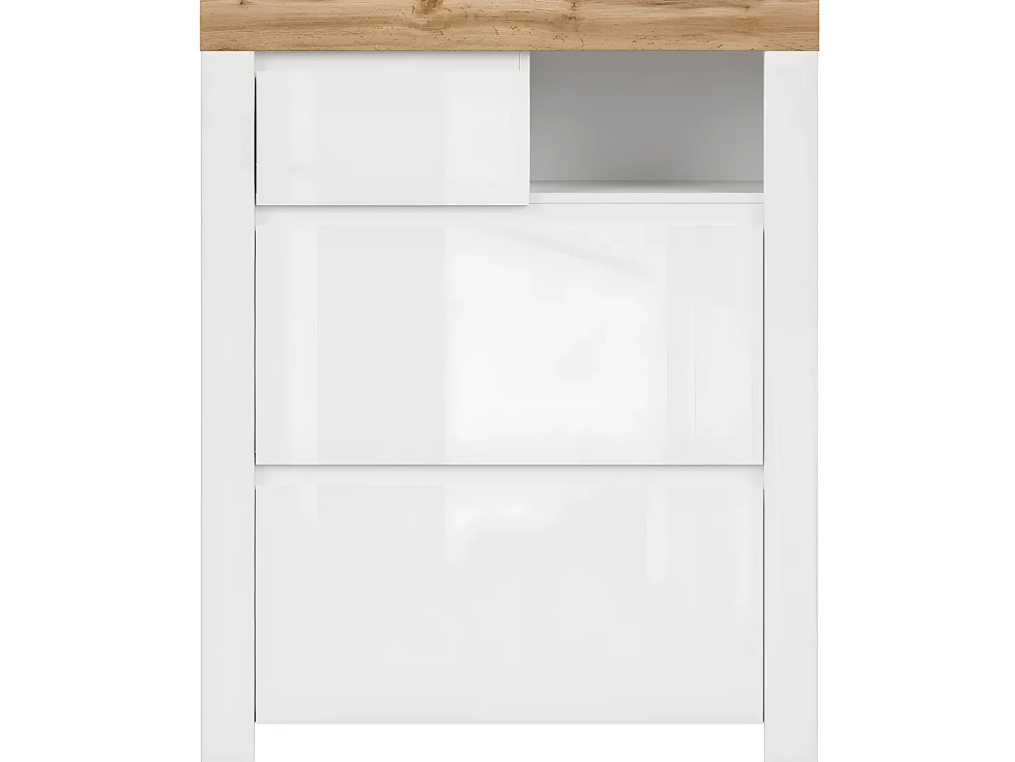 Sapateira Hella branco e madeira 115cm