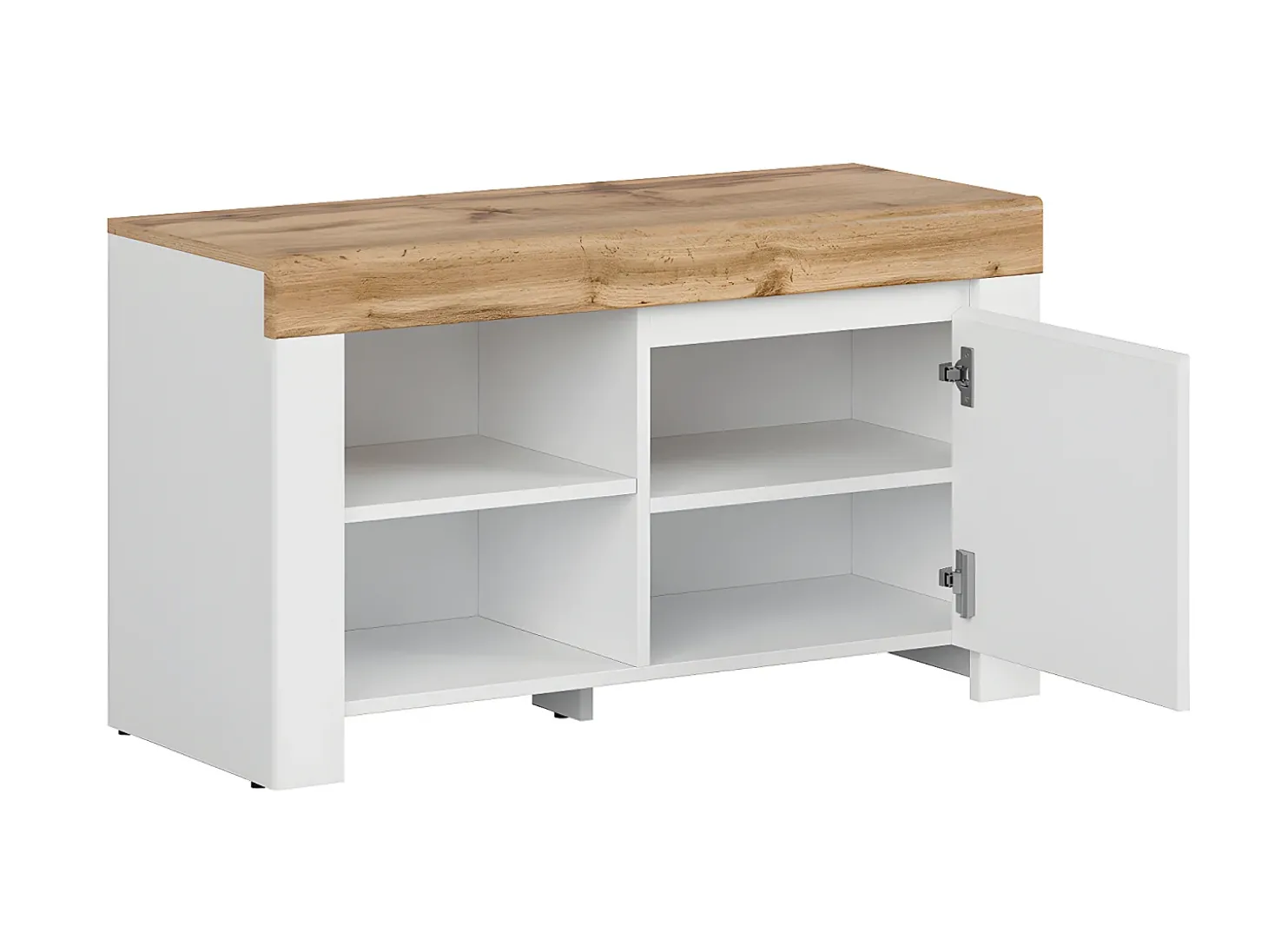 Sapateira Hella branco e madeira 53cm
