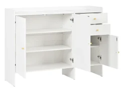 Sapateira moderna - 120 x 35 x 90 cm - com 3 portas + 2 gavetas - para hall de entrada - MDF - branca