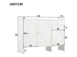 Sapateira moderna - 120 x 35 x 90 cm - com 3 portas + 2 gavetas - para hall de entrada - MDF - branca