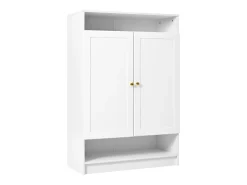 Sapateira moderna - 73 x 34 x 109 - com prateleiras ajustáveis + 2 portas - aglomerado - branco