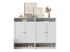 Sapateira moderna - 73 x 34 x 109 - com prateleiras ajustáveis + 2 portas - aglomerado - branco