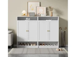Sapateira moderna - 73 x 34 x 109 - com prateleiras ajustáveis + 2 portas - aglomerado - branco
