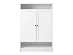 Sapateira moderna - 73 x 34 x 109 - com prateleiras ajustáveis + 2 portas - aglomerado - branco