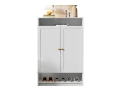 Sapateira moderna - 73 x 34 x 109 - com prateleiras ajustáveis + 2 portas - aglomerado - branco