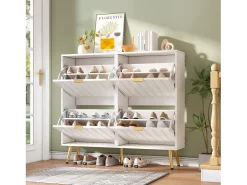 Sapateira moderna - 100 x 24 x 91,5 cm - com 4 portas - MDF + aglomerado - branca