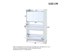 Sapateira moderna - 70 x 25 x 120 cm - com 6 compartimentos - para hall de entrada e sala de estar - MDF - branca