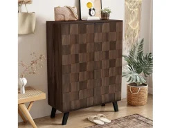 Sapateira moderna com 5 compartimentos em madeira escura - 80 x 35,5 x 110 cm - aglomerado - cor natural escura