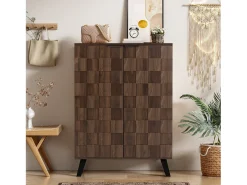 Sapateira moderna com 5 compartimentos em madeira escura - 80 x 35,5 x 110 cm - aglomerado - cor natural escura