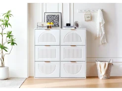 Sapateira moderna com 6 compartimentos e portas basculantes - 118 x 25 x 115 cm - ideal para hall de entrada e corredor - MDF - branca