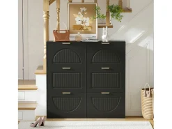 Sapateira moderna com 6 compartimentos e portas basculantes - 118 x 25 x 115 cm - ideal para hall de entrada e corredor - MDF - preta