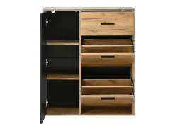 Sapateira moderna com 1 gaveta + 2 sapateiras dobráveis + 1 porta - 80 x 24 x 95,5 - aglomerado - natural